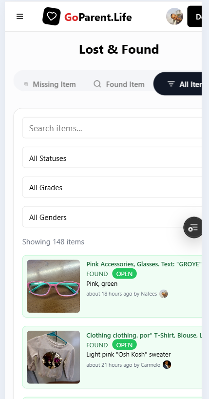 Searching for lost items